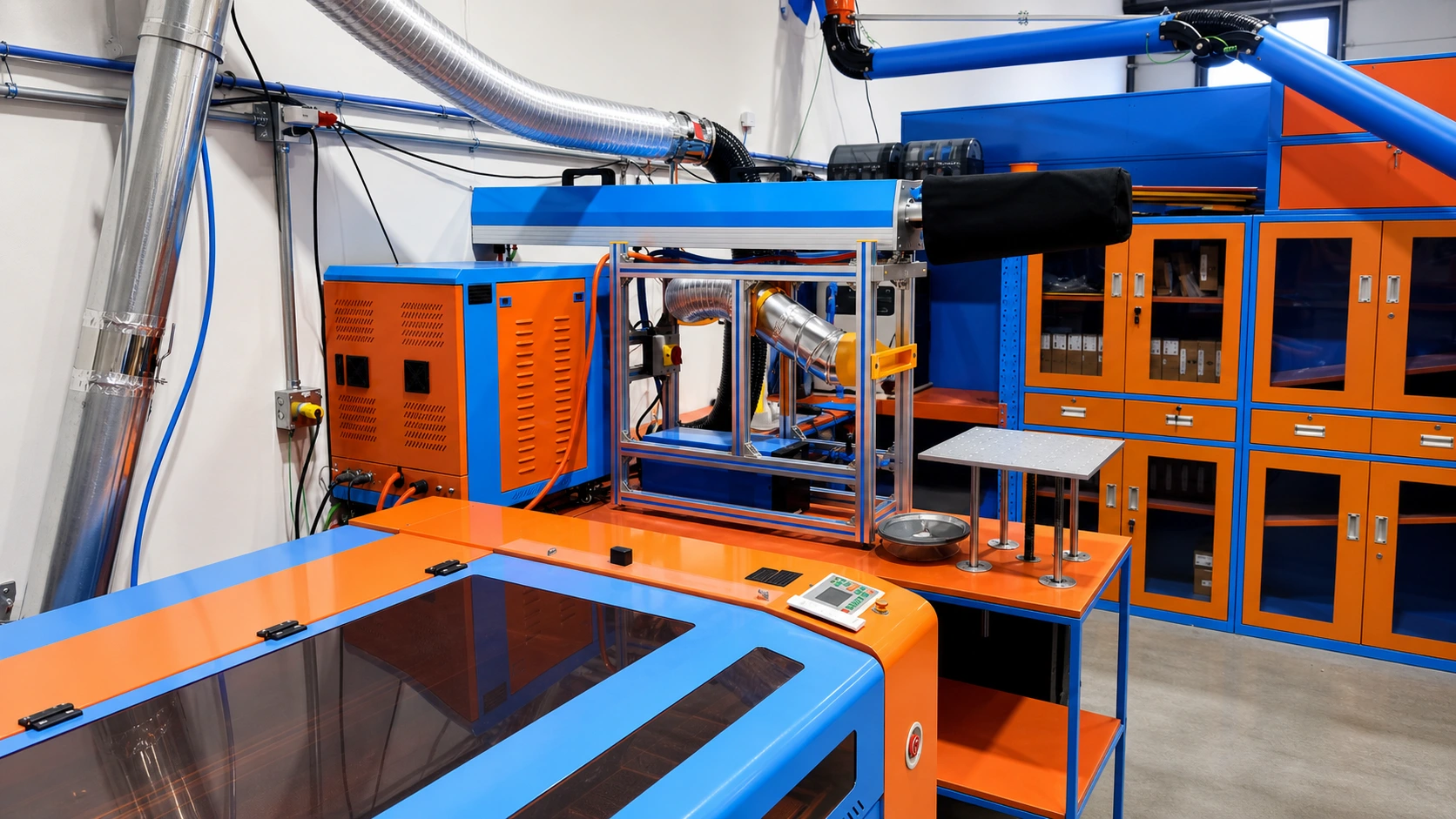 Workshop with machining and fabrication equipment — the hands-on capability behind prototype and parts assessment.